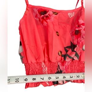 Coral Rush Floral Dress- elastic waist